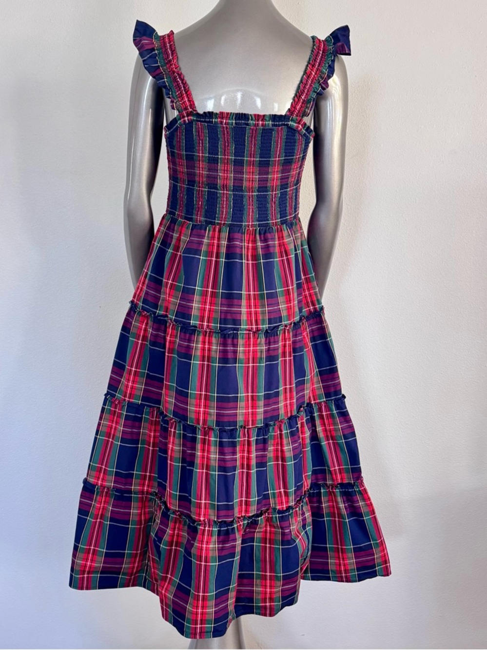 J.Crew Re-Imagined Plaid Smocked Midi Dress Small Cottagecore Pockets - Picture 5 of 13